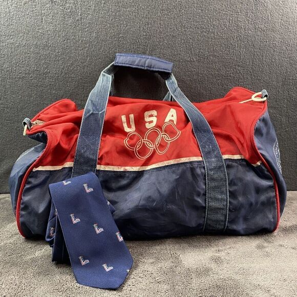 Unbranded Other - Vintage 1980 Lake Placid USA Olympic Games OLYMPIAD Duffel Bag & Tie See Dscrpt